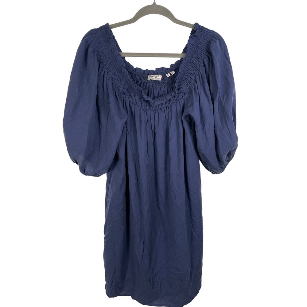 Superdry navy blue off shoulder tencel dress Size 10 Boho Minimal Peasant